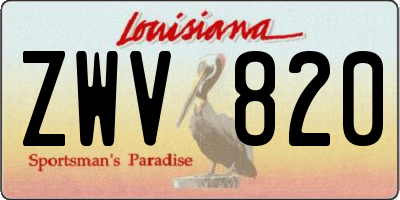 LA license plate ZWV820