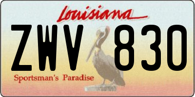 LA license plate ZWV830