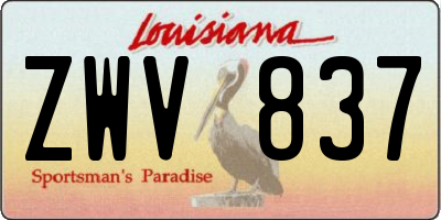 LA license plate ZWV837