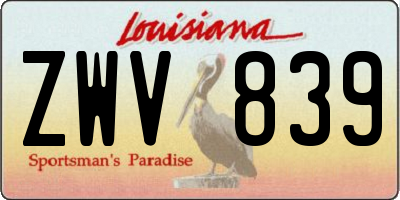 LA license plate ZWV839