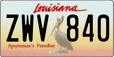 LA license plate ZWV840