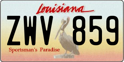 LA license plate ZWV859