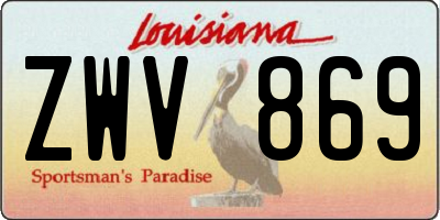 LA license plate ZWV869