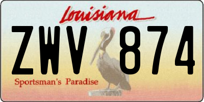 LA license plate ZWV874