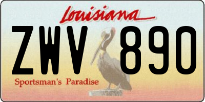 LA license plate ZWV890