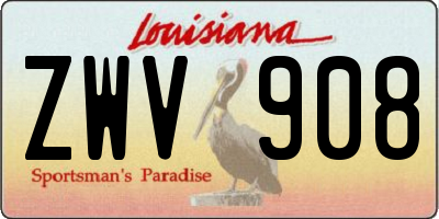 LA license plate ZWV908