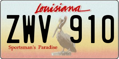 LA license plate ZWV910