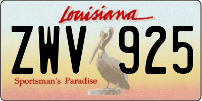 LA license plate ZWV925