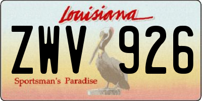 LA license plate ZWV926