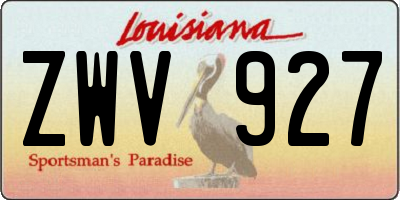 LA license plate ZWV927