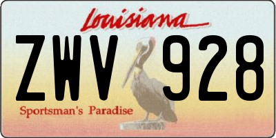 LA license plate ZWV928