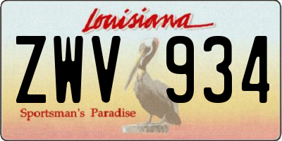 LA license plate ZWV934