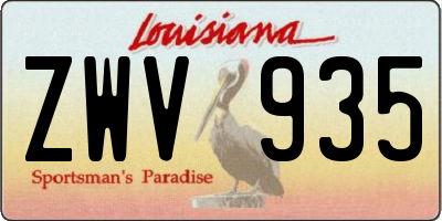 LA license plate ZWV935