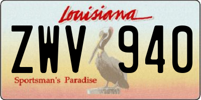 LA license plate ZWV940