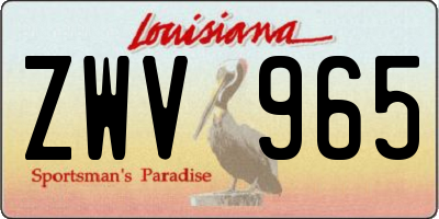 LA license plate ZWV965