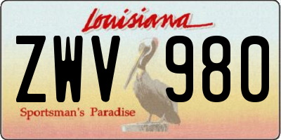 LA license plate ZWV980