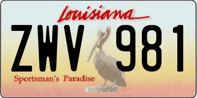 LA license plate ZWV981