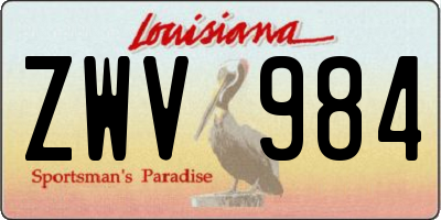 LA license plate ZWV984