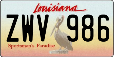 LA license plate ZWV986