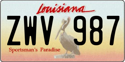 LA license plate ZWV987