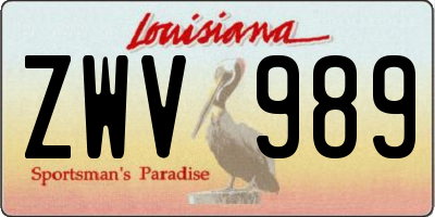 LA license plate ZWV989