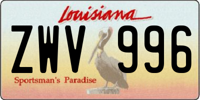 LA license plate ZWV996