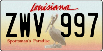 LA license plate ZWV997