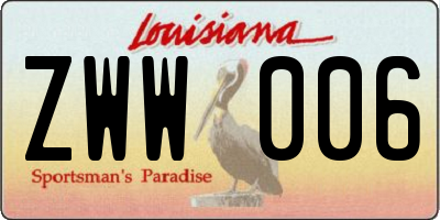 LA license plate ZWW006