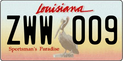 LA license plate ZWW009