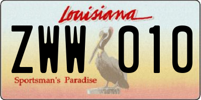 LA license plate ZWW010