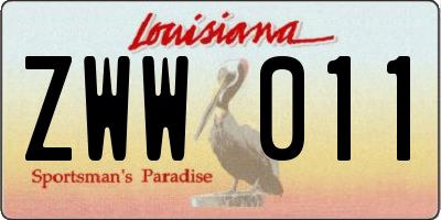 LA license plate ZWW011