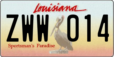 LA license plate ZWW014