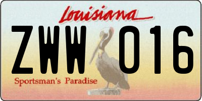 LA license plate ZWW016