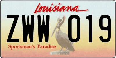 LA license plate ZWW019