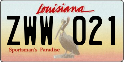 LA license plate ZWW021