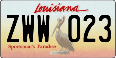 LA license plate ZWW023