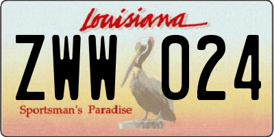 LA license plate ZWW024