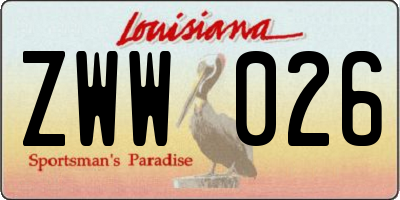 LA license plate ZWW026