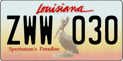 LA license plate ZWW030