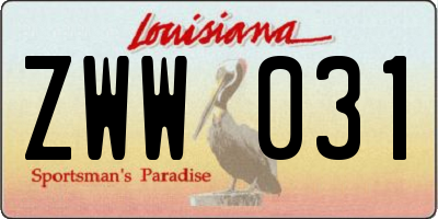 LA license plate ZWW031