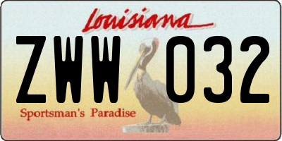 LA license plate ZWW032