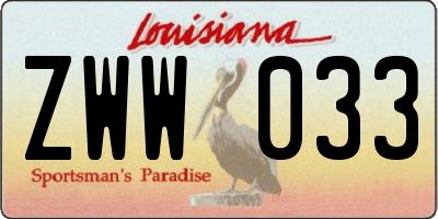 LA license plate ZWW033
