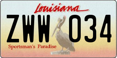 LA license plate ZWW034