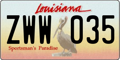 LA license plate ZWW035