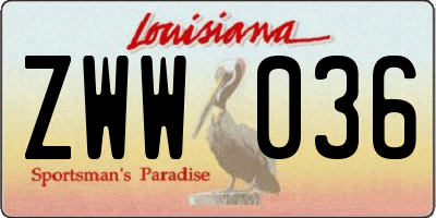 LA license plate ZWW036