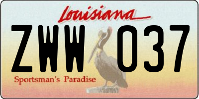 LA license plate ZWW037