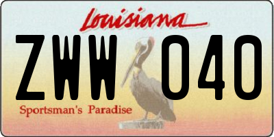 LA license plate ZWW040