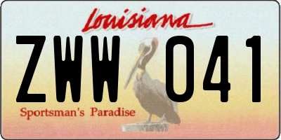 LA license plate ZWW041