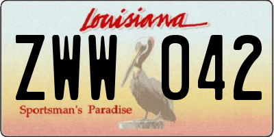 LA license plate ZWW042