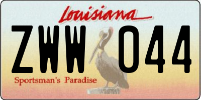 LA license plate ZWW044